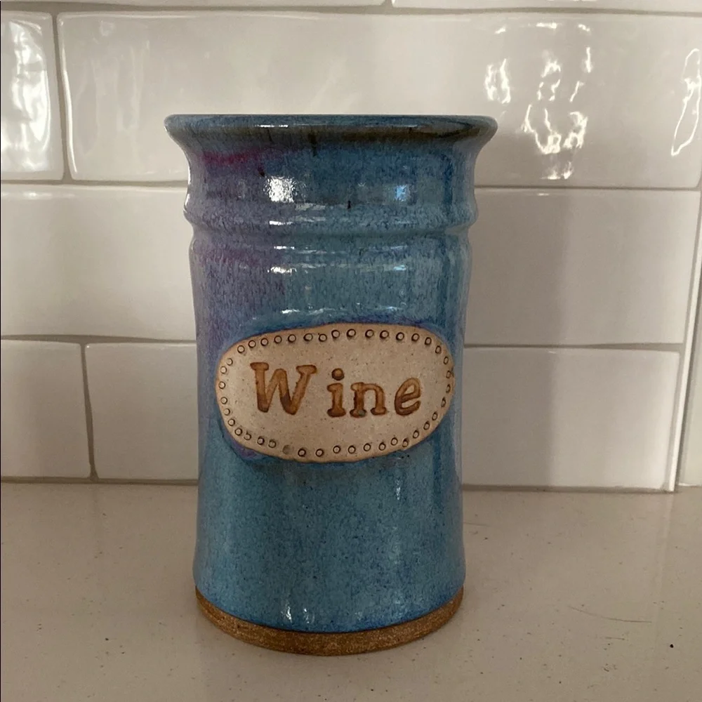 Ceramic Wine Cooler Handmade Pottery Blue Purple